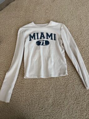 Target White Long-Sleeve Tee with Navy MIAMI 71 Graphic
